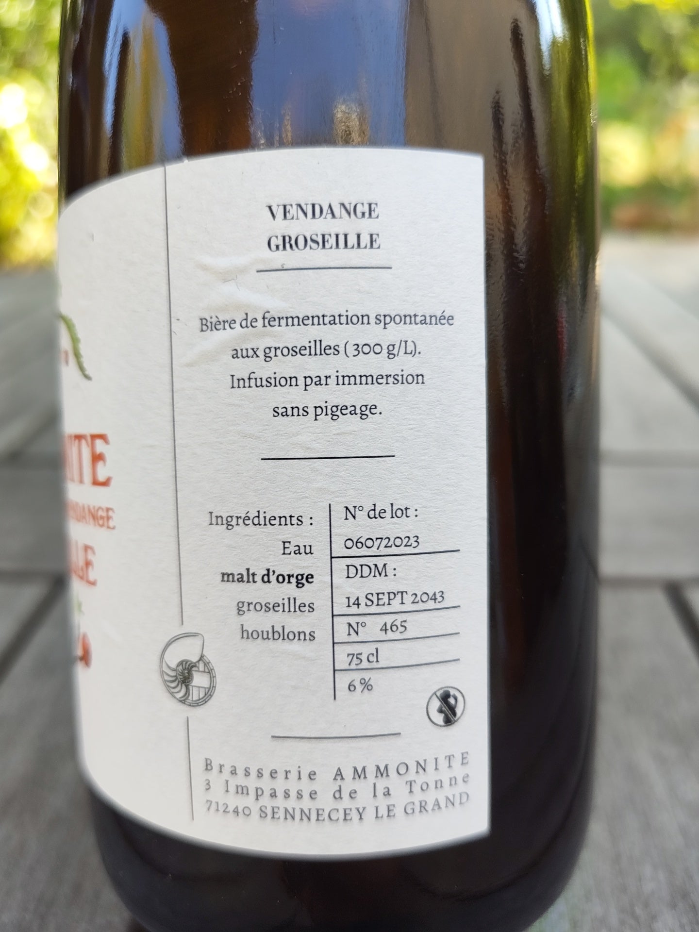 Ammonite cuvée vendange Groseille 2023 75cl