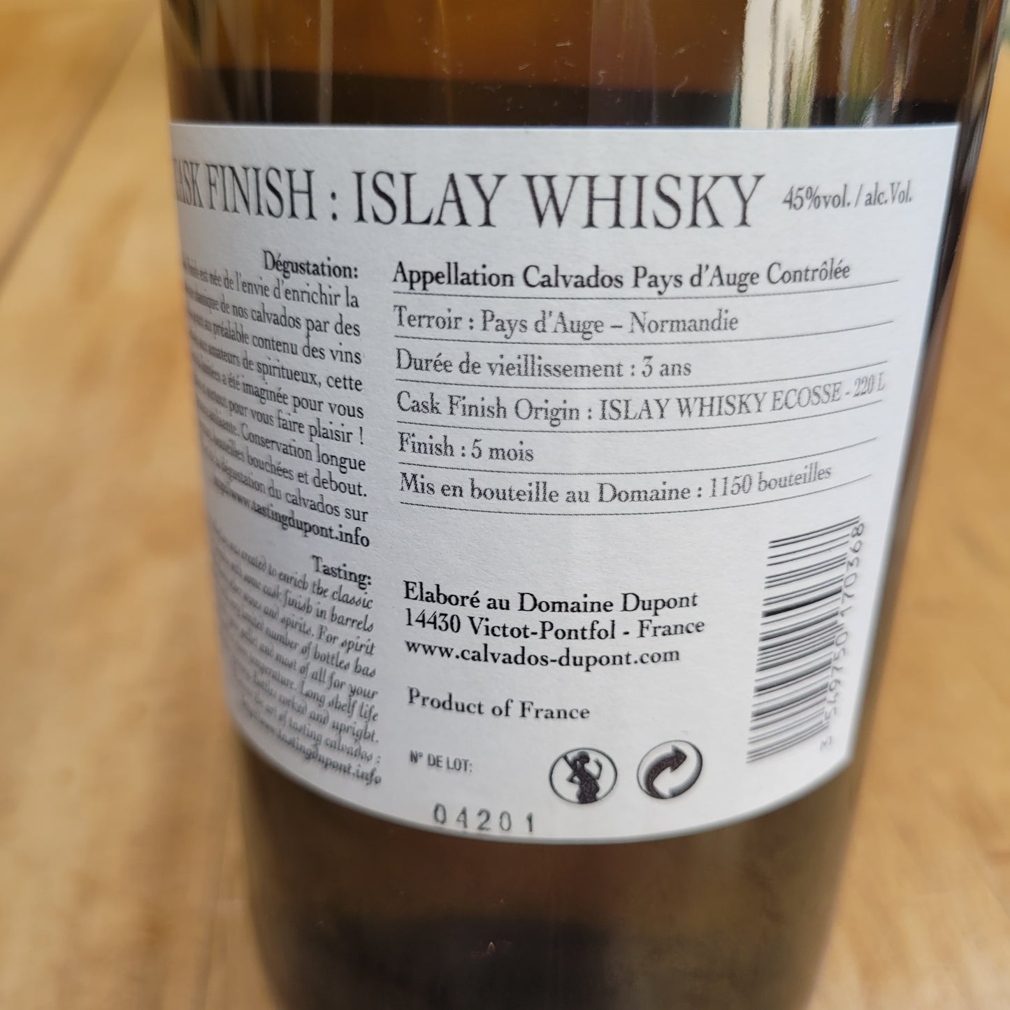 PROMO - Calvados Pays d'Auge Cask Finish Islay - Dupont - 70cl