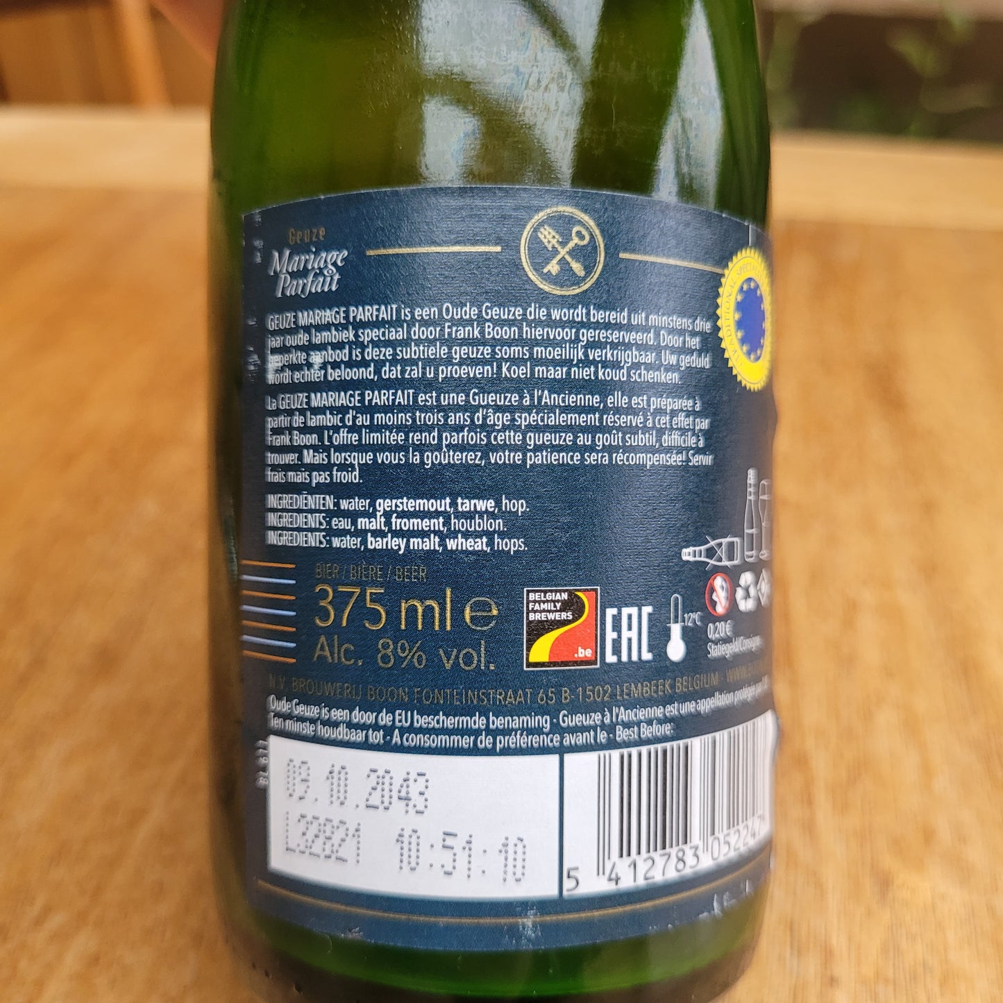 Gueuze Mariage Parfait 2020 - Boon - 37,5cl